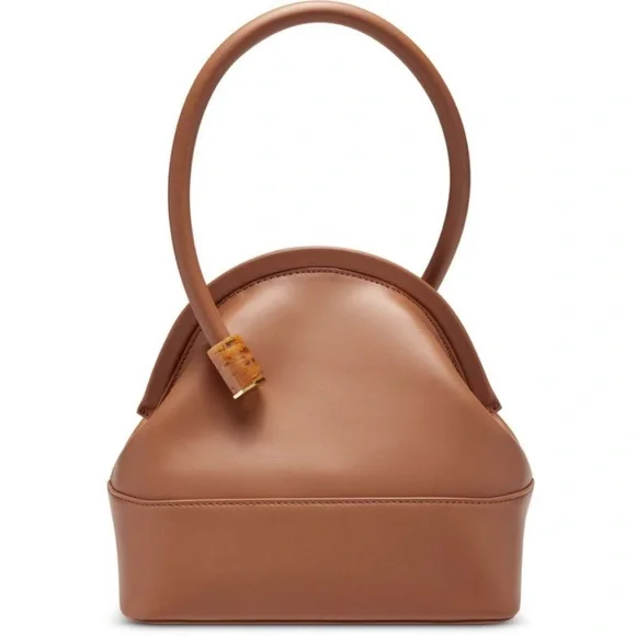 Like NEW Louise et Cie Isel Leather Toasted Almond Frame Novelty Curve Handle - Picture 3 of 13